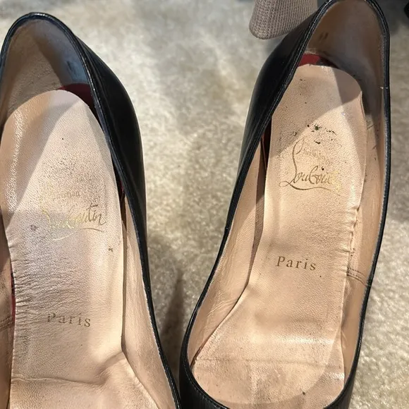 Black leather peep toe Christian Louboutin