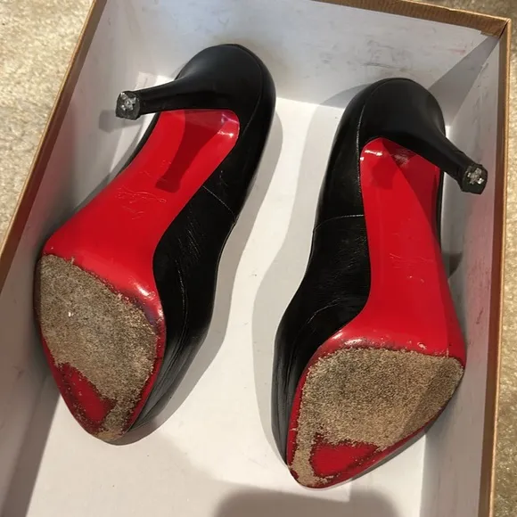 Black leather peep toe Christian Louboutin