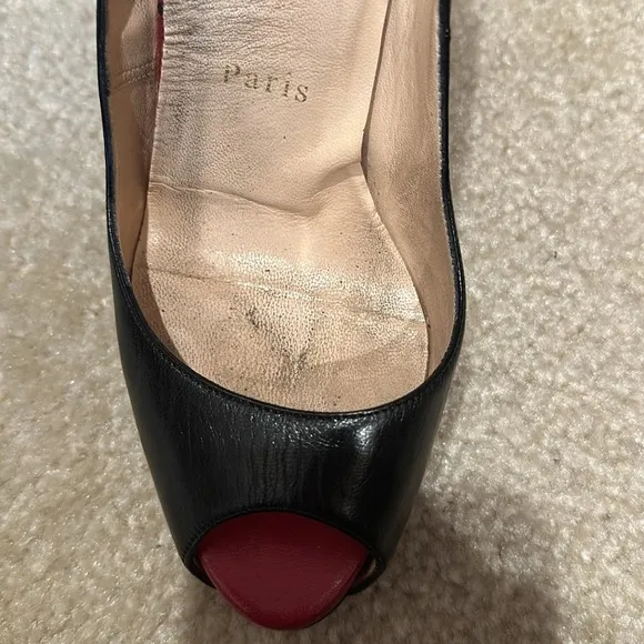Black leather peep toe Christian Louboutin