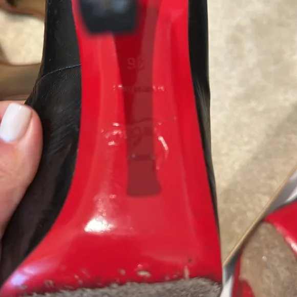 Black leather peep toe Christian Louboutin