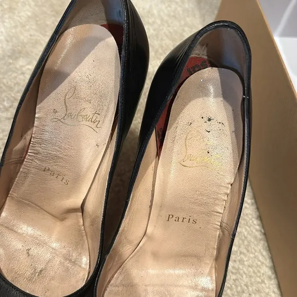 Black leather peep toe Christian Louboutin