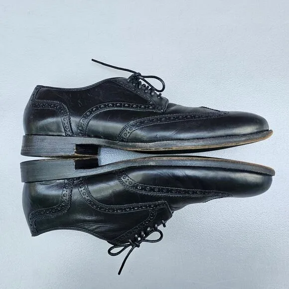 Black Leather Wingtips Cole Haan Gramercy Size 10 Men's Derby Dress Shoes Brogue