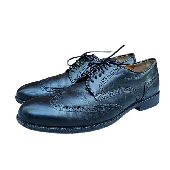 Black Leather Wingtips Cole Haan Gramercy Size 10 Men's Derby Dress Shoes Brogue