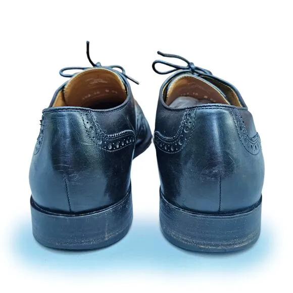 Black Leather Wingtips Cole Haan Gramercy Size 10 Men's Derby Dress Shoes Brogue