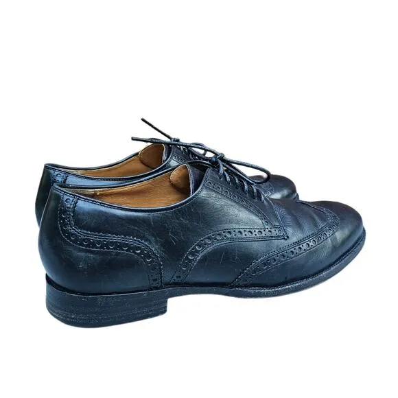 Black Leather Wingtips Cole Haan Gramercy Size 10 Men's Derby Dress Shoes Brogue