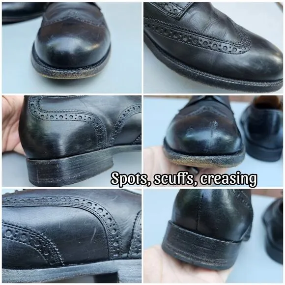 Black Leather Wingtips Cole Haan Gramercy Size 10 Men's Derby Dress Shoes Brogue