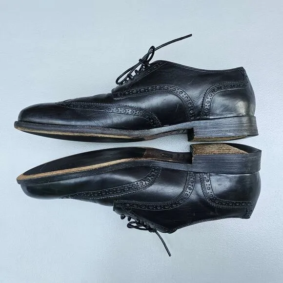 Black Leather Wingtips Cole Haan Gramercy Size 10 Men's Derby Dress Shoes Brogue
