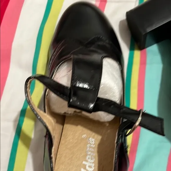 Black Patent Leather Dress Shoes with T-Strap