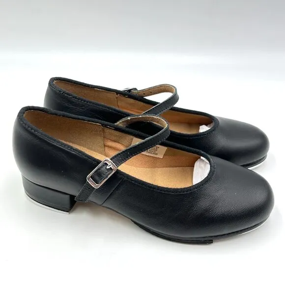 Bloch Girls Sz 13.5 S0302G Tap-On Black Leather Mary Jane Strap Tap Dance Shoes