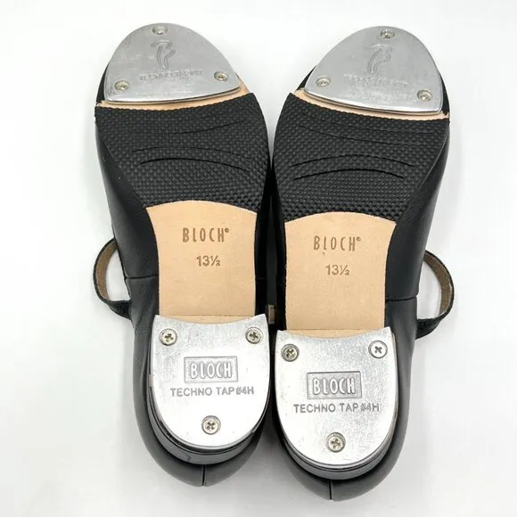 Bloch Girls Sz 13.5 S0302G Tap-On Black Leather Mary Jane Strap Tap Dance Shoes
