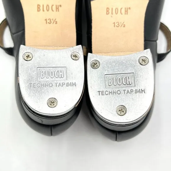 Bloch Girls Sz 13.5 S0302G Tap-On Black Leather Mary Jane Strap Tap Dance Shoes
