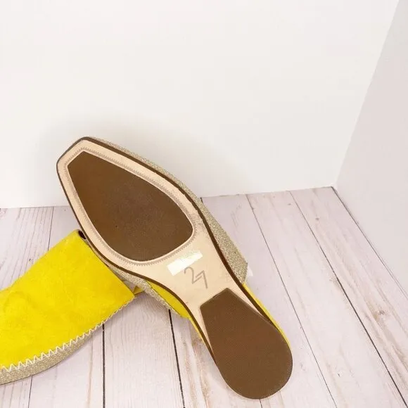 Bloomingdale's 27 Edit Candice Modern Coastal Yellow Mule Loafer Size 8.5