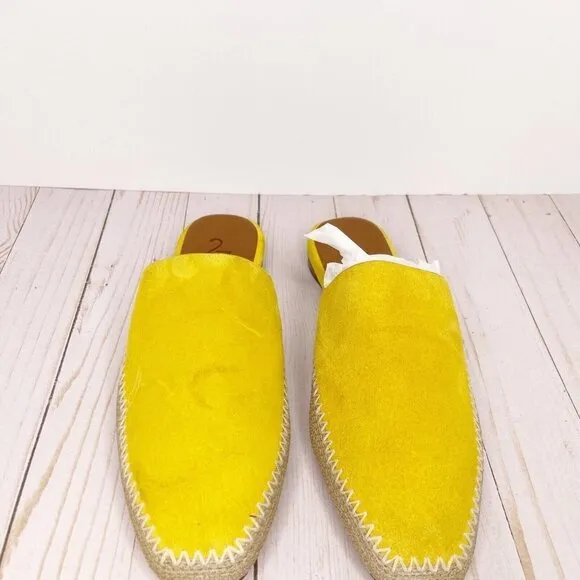 Bloomingdale's 27 Edit Candice Modern Coastal Yellow Mule Loafer Size 8.5