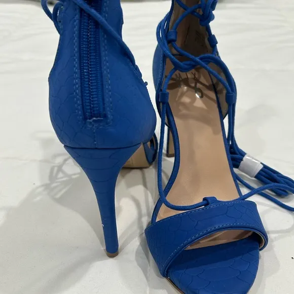 Blue Strappy High Heel Sandals