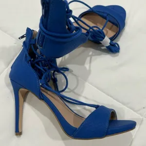 Blue Strappy High Heel Sandals