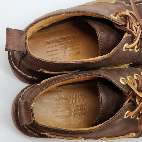 Boat Shoes Sperry Gold Cup Mako Dark Brown Leather Luxurious Lambskin Lining 7.5