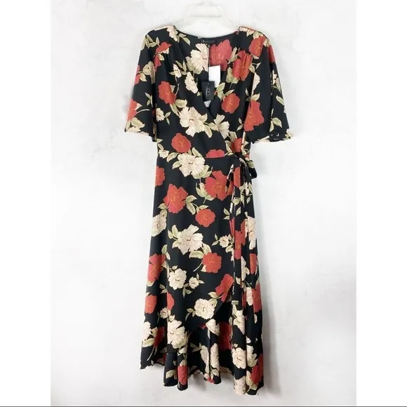 [Bobeau] Classic Floral Print Wrap Dress