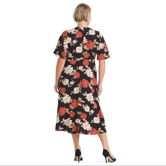 [Bobeau] Classic Floral Print Wrap Dress