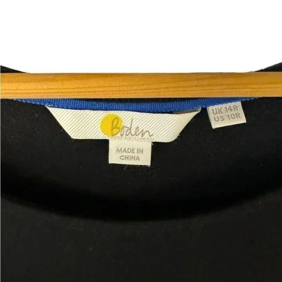 Boden Classic Black Short Sleeve Midi Dress with Pockets Versatile Size 10