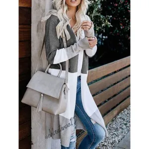 Boho Open Front Cardigan Loose Knit Lightweight Sweater