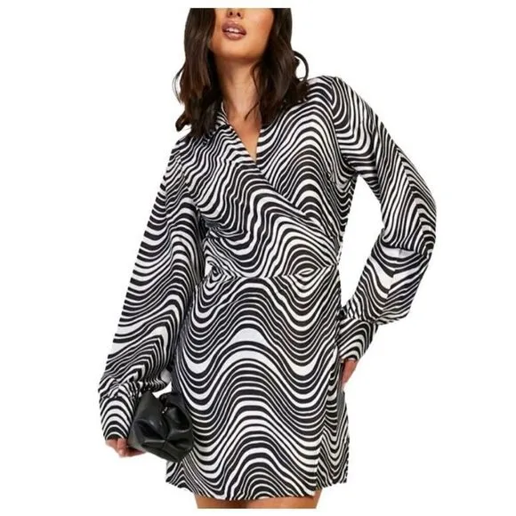 Boohoo Psychadelic Wrap Dress