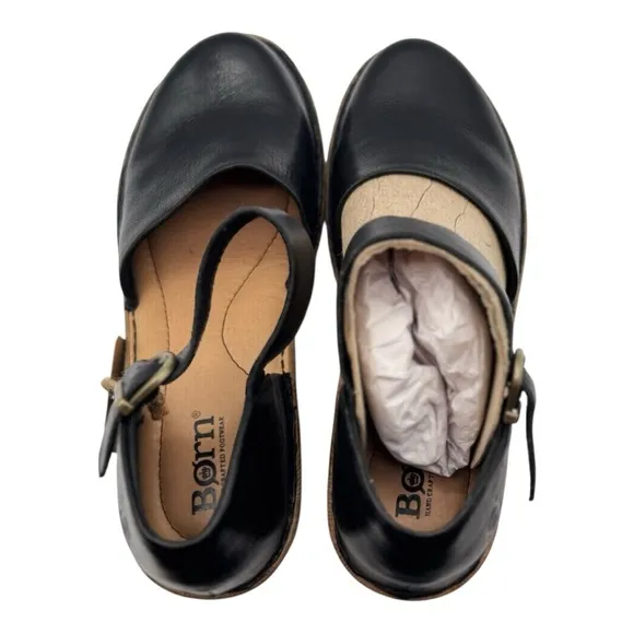 BORN Black and Tan Mules with Wedge Heel | US 7