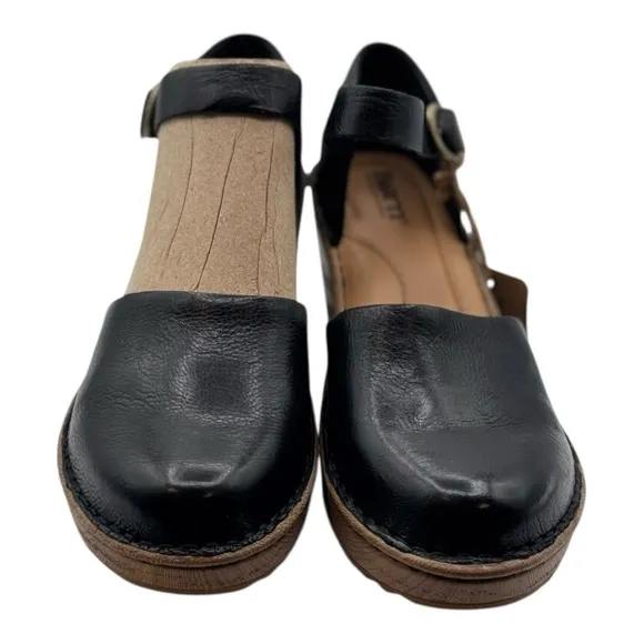 BORN Black and Tan Mules with Wedge Heel | US 7