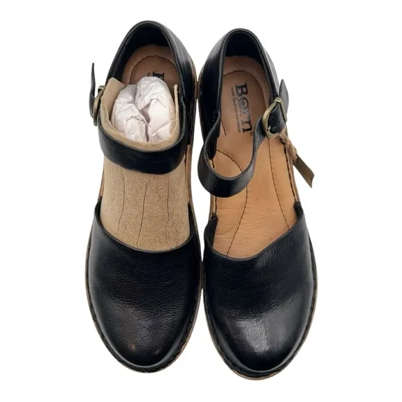 BORN Black and Tan Mules with Wedge Heel | US 7