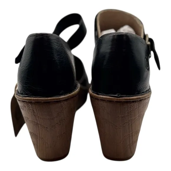 BORN Black and Tan Mules with Wedge Heel | US 7