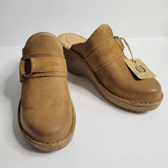 BORN Leather Nola Platform Comfort Clogs Women Size 9