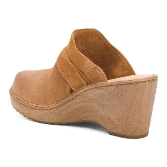 BORN Leather Nola Platform Comfort Clogs Women Size 9