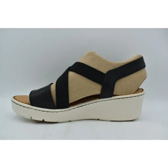 Born Womens Size 11 Paley Black Full Grain Leather Platform Sandals Shoes