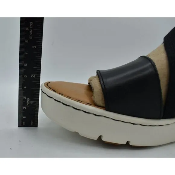 Born Womens Size 11 Paley Black Full Grain Leather Platform Sandals Shoes