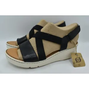 Born Womens Size 11 Paley Black Full Grain Leather Platform Sandals Shoes