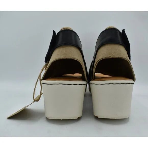 Born Womens Size 11 Paley Black Full Grain Leather Platform Sandals Shoes