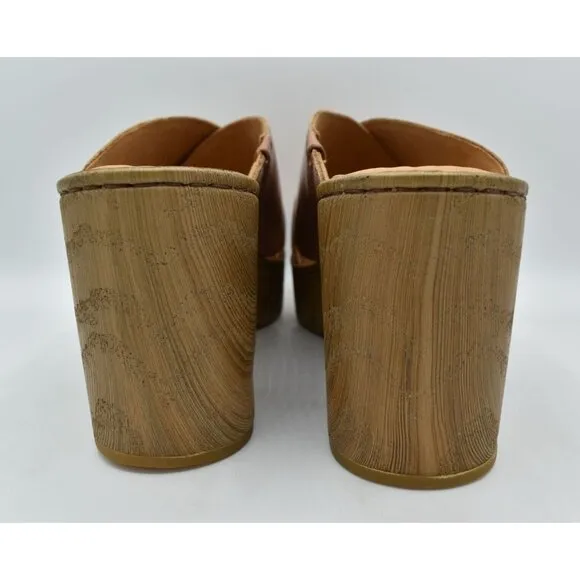 Born Womens Size 11 Pavia Brown Full Grain Leather Heeled Platform Sandals Shoes