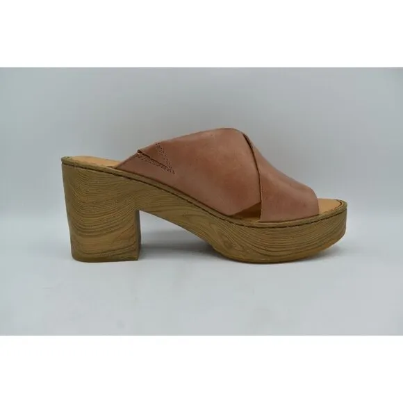 Born Womens Size 11 Pavia Brown Full Grain Leather Heeled Platform Sandals Shoes