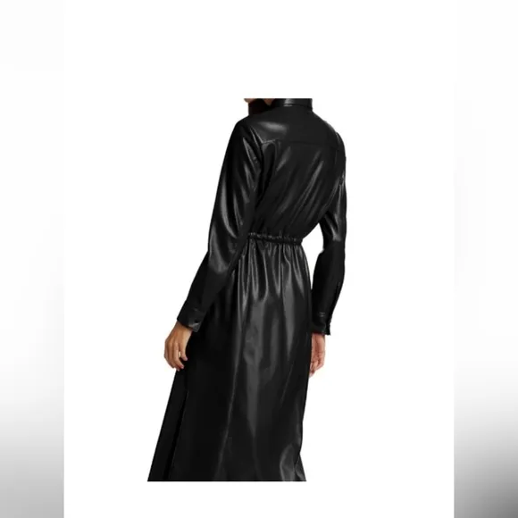 BOSS, Black Faux Leather Longline shirt dress , sz 4