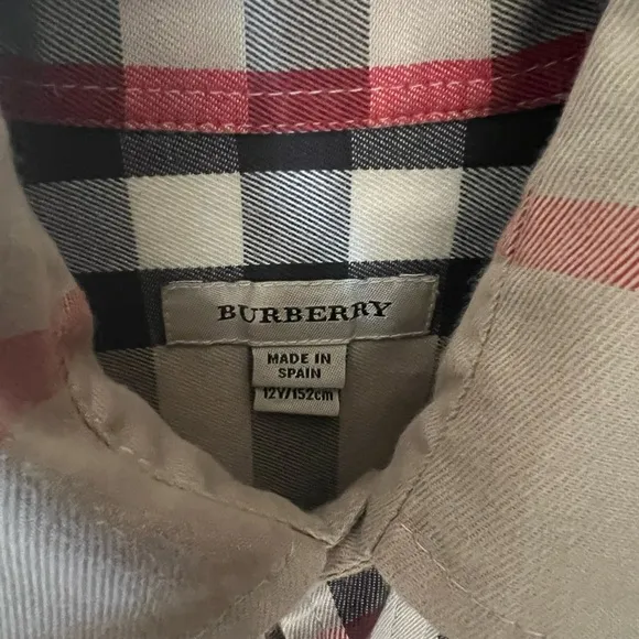 Boys Authentic Burberry Button Down Classic Long sleeve