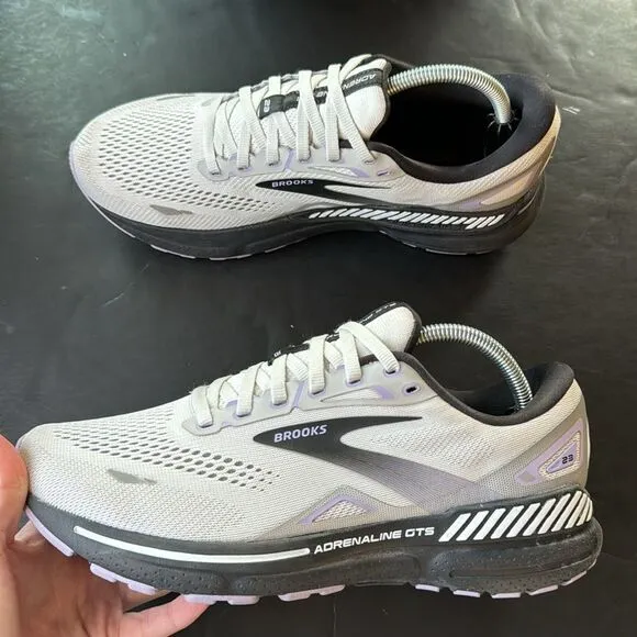 Brooks Adrenaline GTS 23 Women’s Sz 11 D Gray White Black Purple Shoes Running