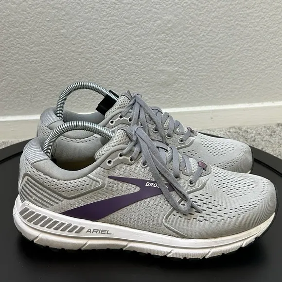 Brooks Ariel 20 Womens Size 9.5 B Shoes Gray Purple Running Walking Pulse Insole