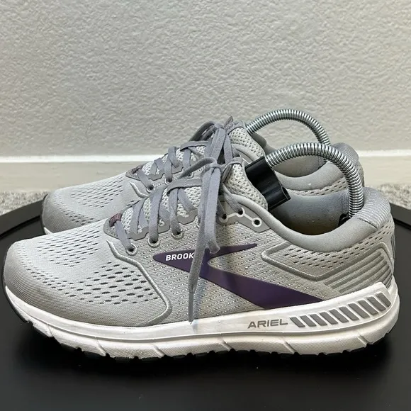 Brooks Ariel 20 Womens Size 9.5 B Shoes Gray Purple Running Walking Pulse Insole