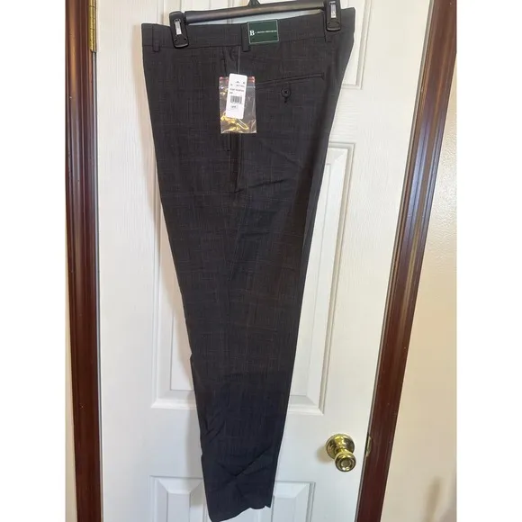 Brooks Brothers Plaid Dress Pants Gray Modern Fit W34 L30 New with Tags