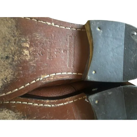 Brooks Brothers Tie Brown Dress Shoes Leather Work Round Split Toe Size 11D