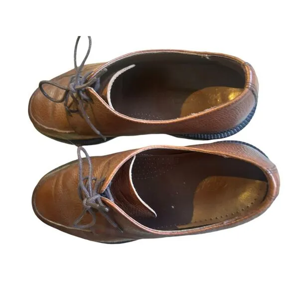 Brooks Brothers Tie Brown Dress Shoes Leather Work Round Split Toe Size 11D