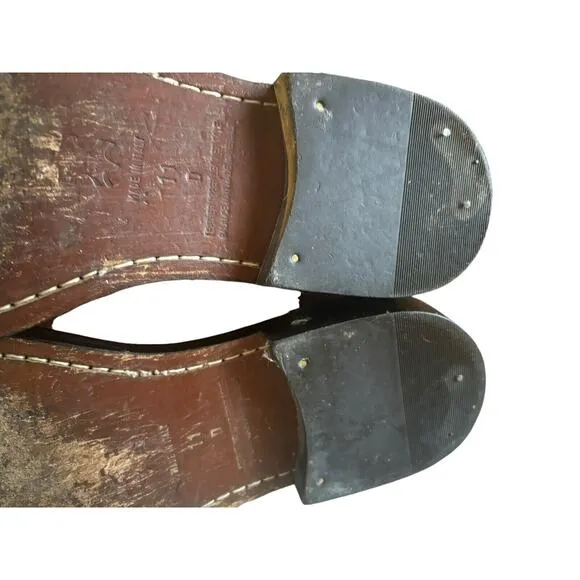 Brooks Brothers Tie Brown Dress Shoes Leather Work Round Split Toe Size 11D
