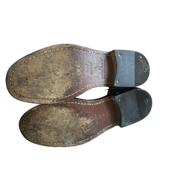 Brooks Brothers Tie Brown Dress Shoes Leather Work Round Split Toe Size 11D