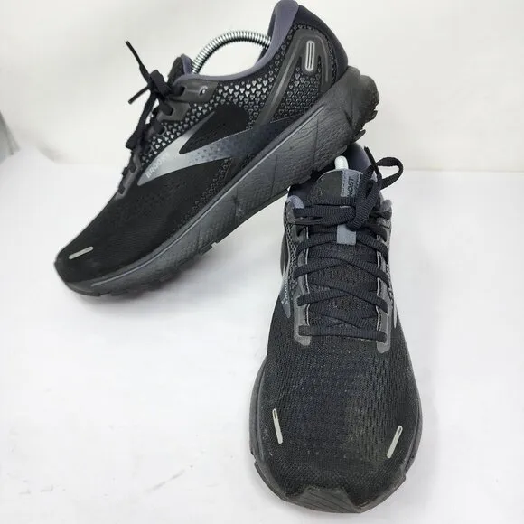Brooks Ghost 14 Mens Running Shoes Wide 10.5 Black &amp;Gray Breathable Mesh