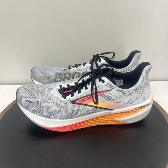 Brooks Hyperion Men Size 10 Running Shoes White Gray Orange Lightweight Illusion