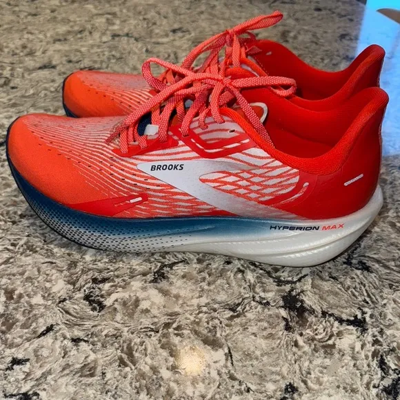 Brooks Red and White Athletic Shoes with Breathable Mesh